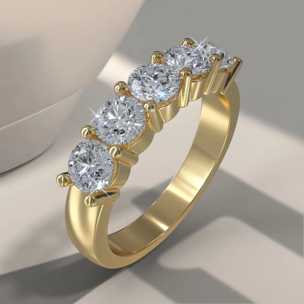 Classic Five Diamond Anniversary Diamond Ring with 1.50 ct.(finished) 4.25mm - Image 4