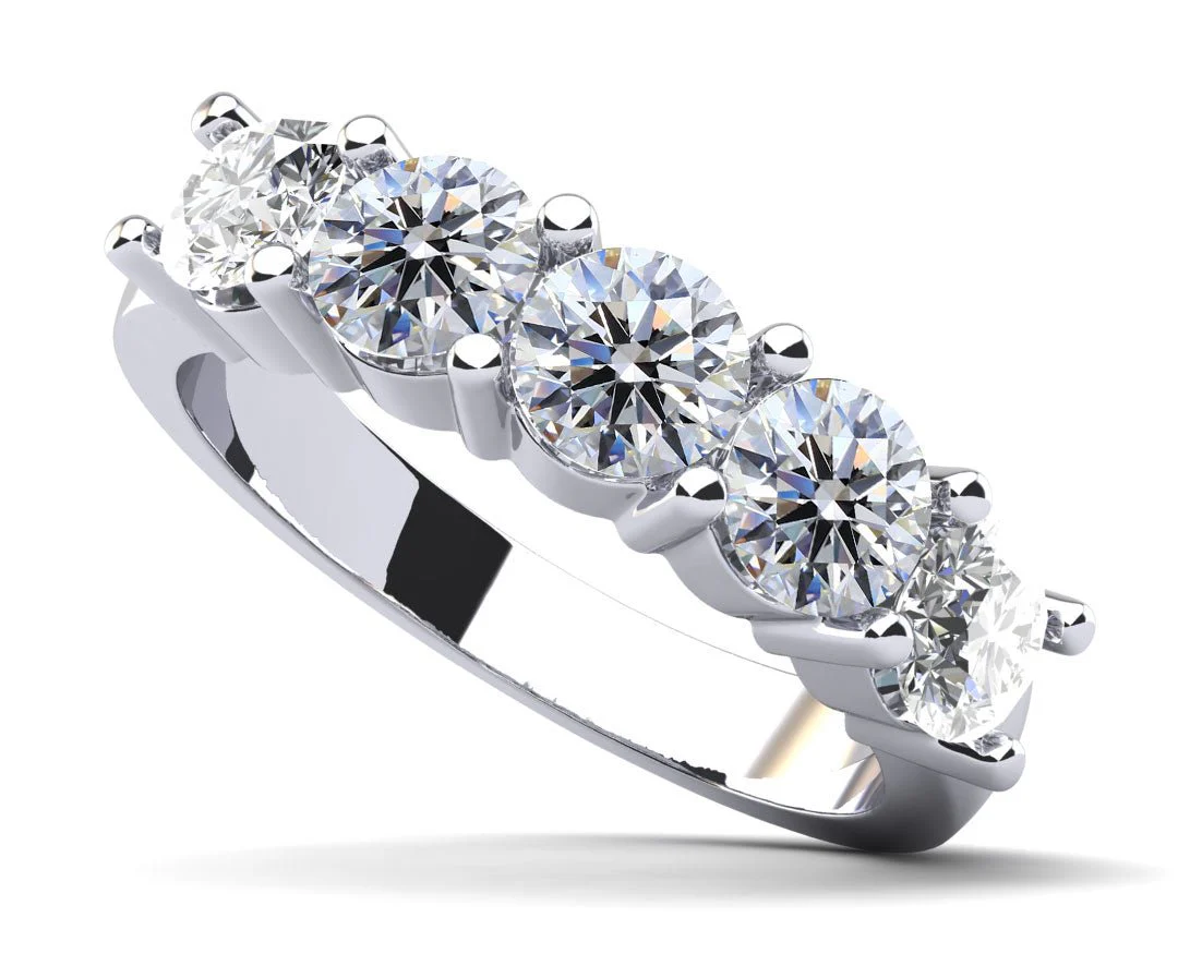 Classic Five Lab-Grown Diamond Anniversary Ring with 0.75 ct.(finished) 3.4mm