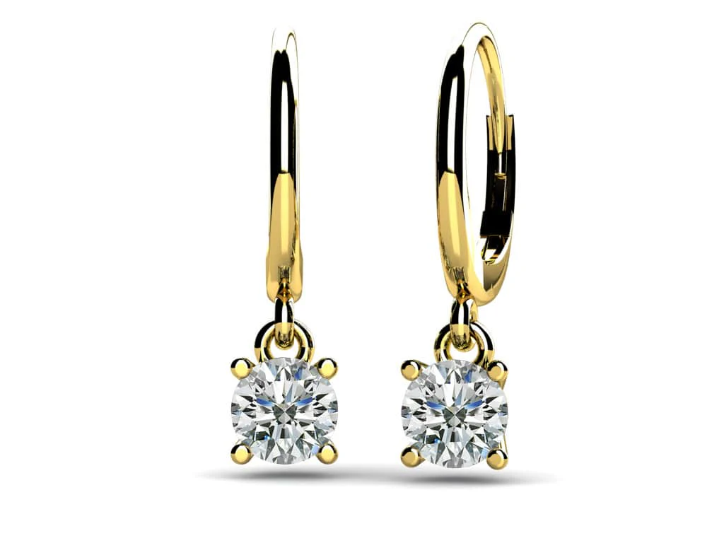 Classic Four Prong Diamond Drop Diamond Earrings with 0.32 ct.(finished) 3.5mm - Image 2