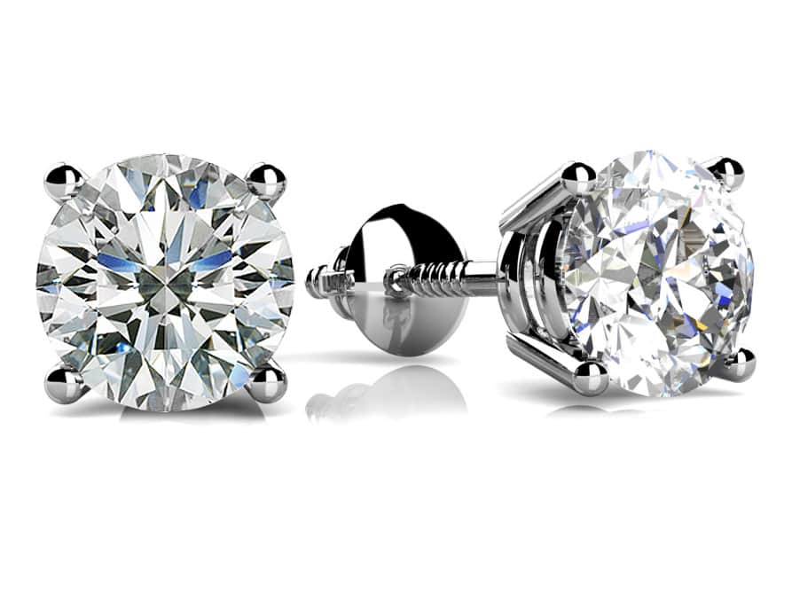 Classic Four Prong Diamond Lab-Grown Diamond Studs with 1.50 ct.(finished) 5.7mm