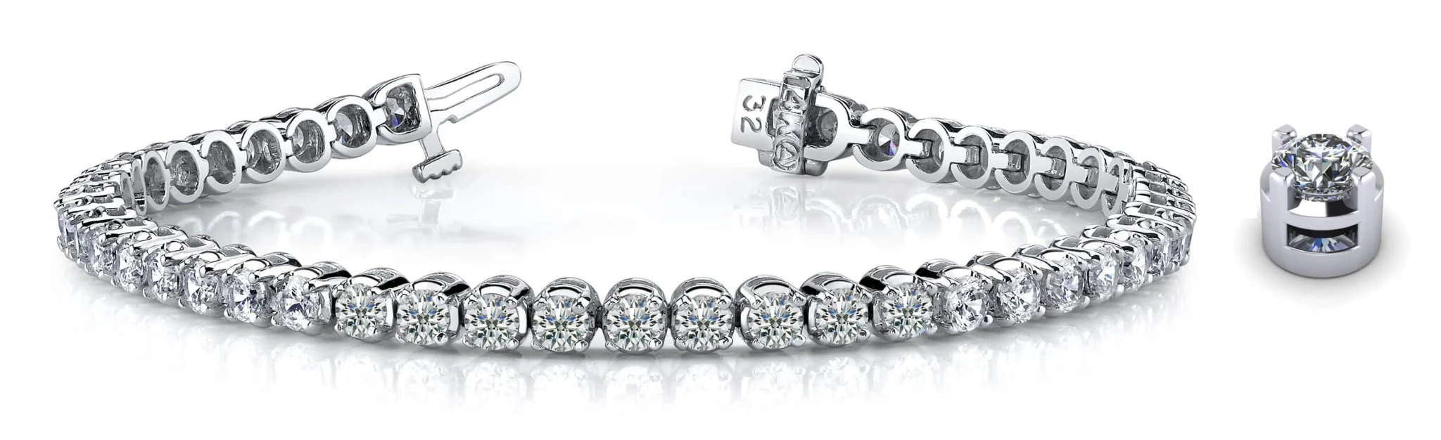 Classic Four Prong Diamond  Tennis Bracelet with 11.20 ct.(finished) 4.5mm - Image 5