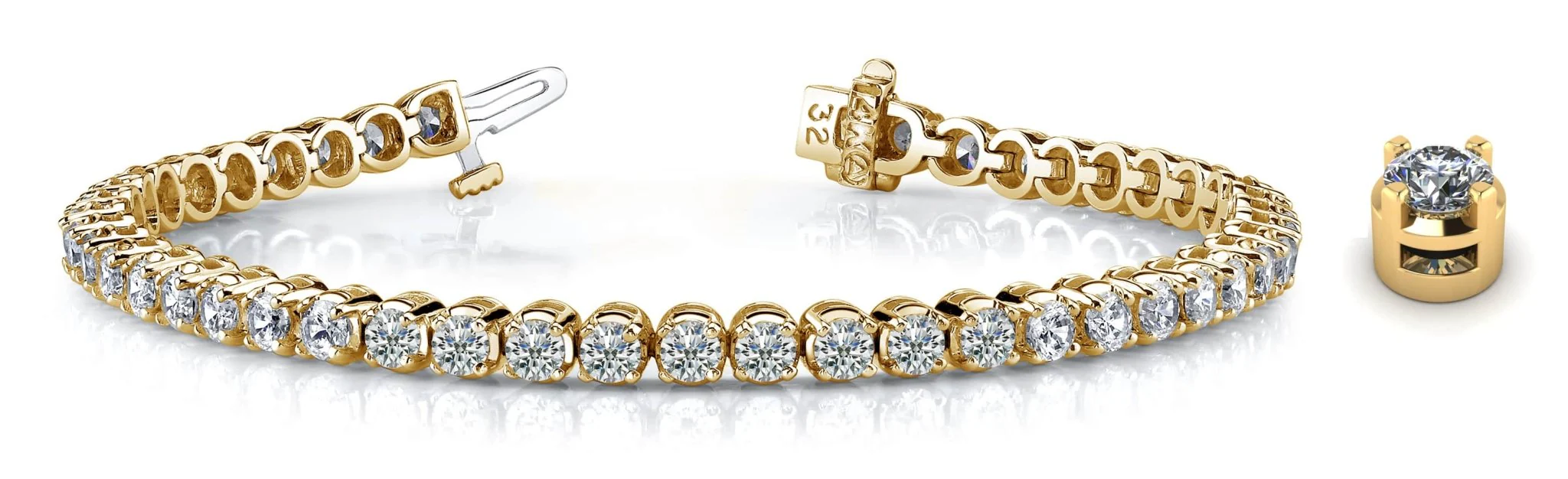 Classic Four Prong Diamond  Tennis Bracelet with 11.20 ct.(finished) 4.5mm - Image 6