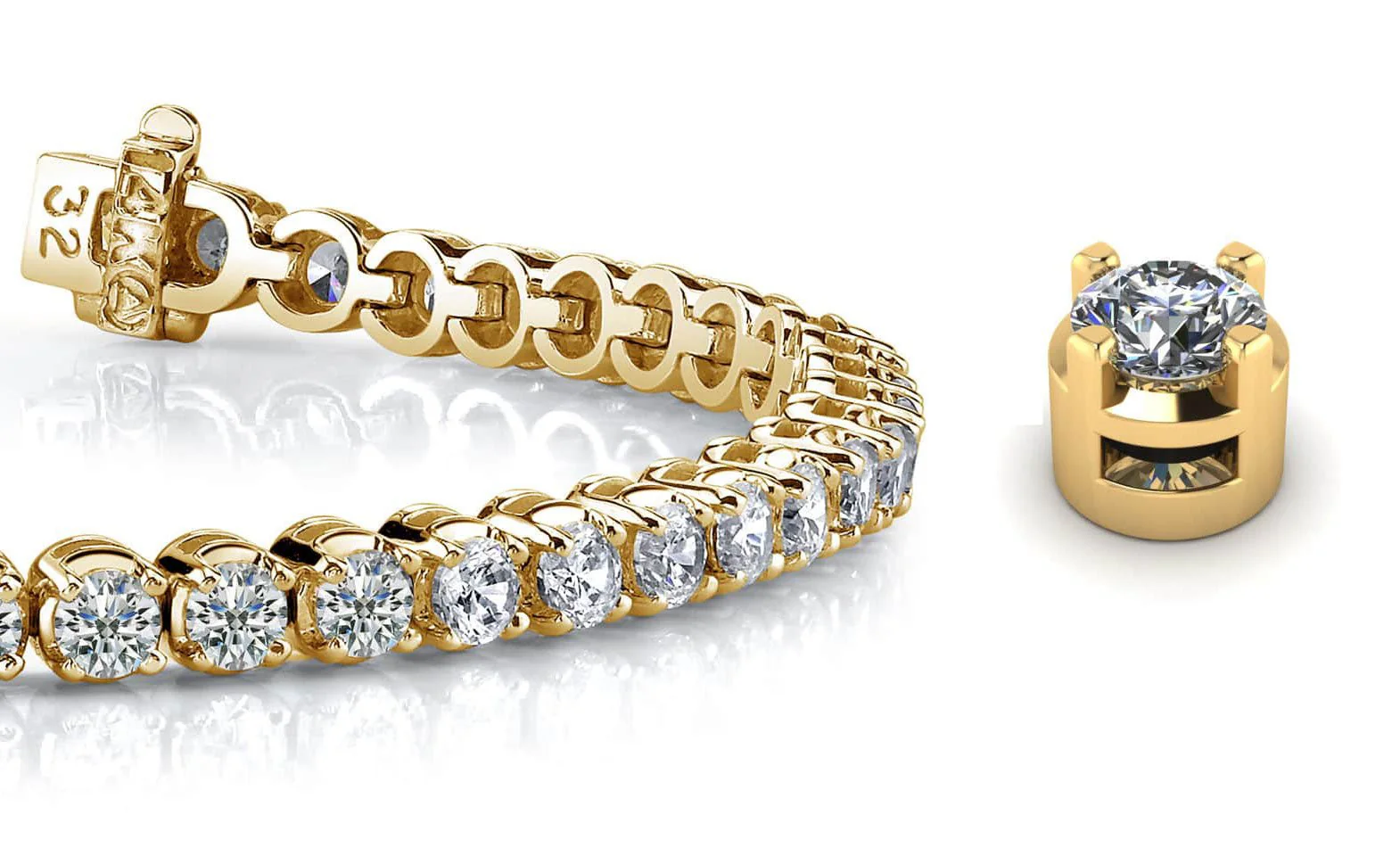 Classic Four Prong Diamond  Tennis Bracelet with 12.15 ct.(finished) 4.7mm - Image 2