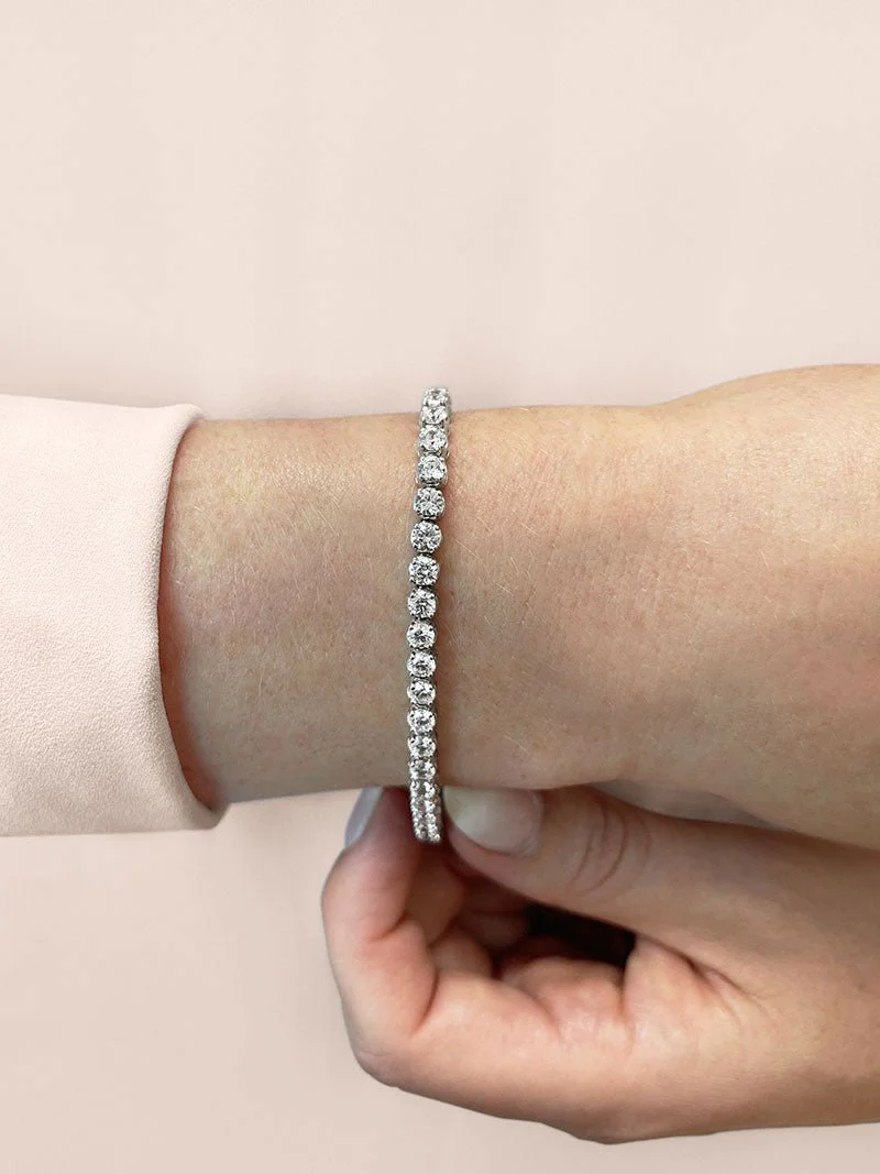 Classic Four Prong Diamond Tennis Bracelet with 7.60 ct.(finished) 3.7mm - Image 3