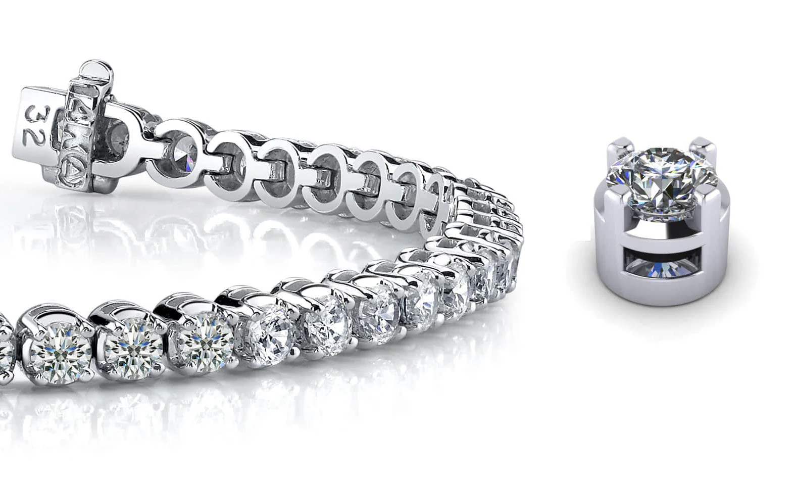 Classic Four Prong Lab-Grown Diamond Tennis Bracelet with 15.00 ct.(finished) 5mm