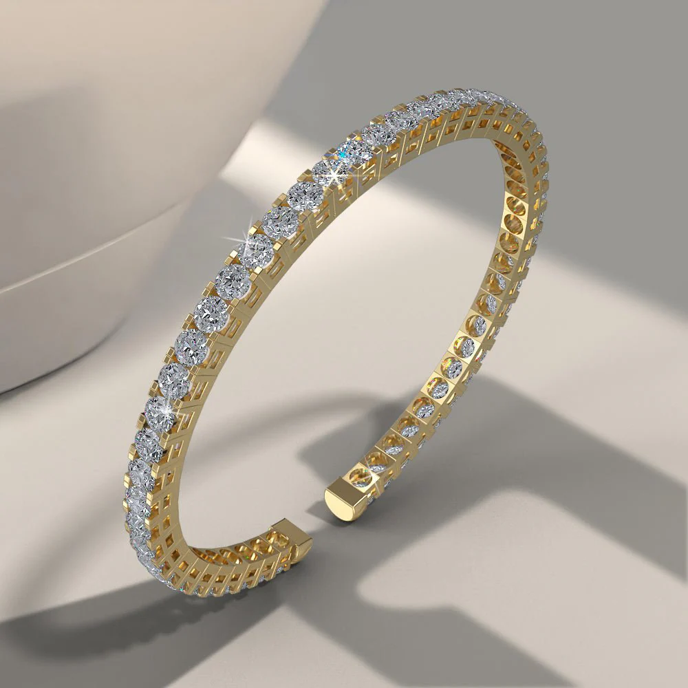 Classic Four Prong Flexible Diamond Bangle with 4.68 ct.(finished) 2.8mm - Image 4