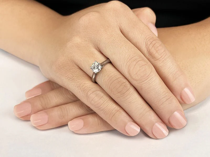 Classic Four Prong Round Cut Solitaire Ring Diamond  with 0.50 ct. (0.50 ct. center diamond) - Image 3