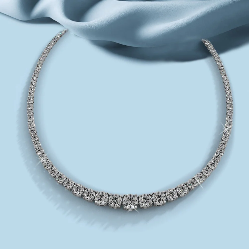 Classic Graduated Strand Of Lab-Grown Diamond with 12.04 ct.(finished) - Image 5