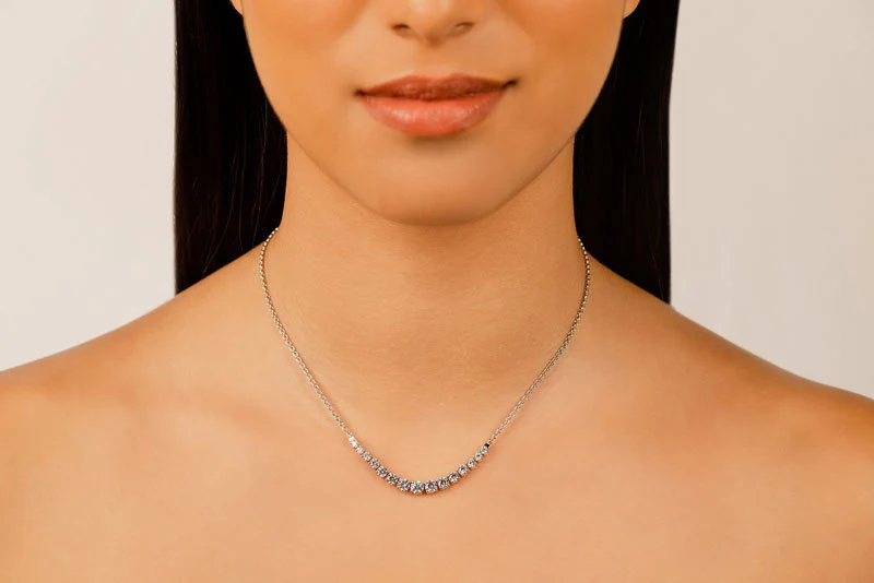 Classic Graduated Tennis Necklace With Chain Lab-Grown Diamond  with 2.97 ct.(finished) - Image 3