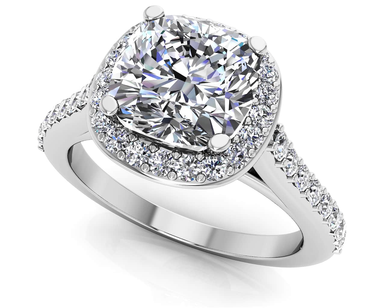 Classic Love Cushion Cut Diamond Engagement Ring with 0.92 ct. (0.50 ct. center diamond)