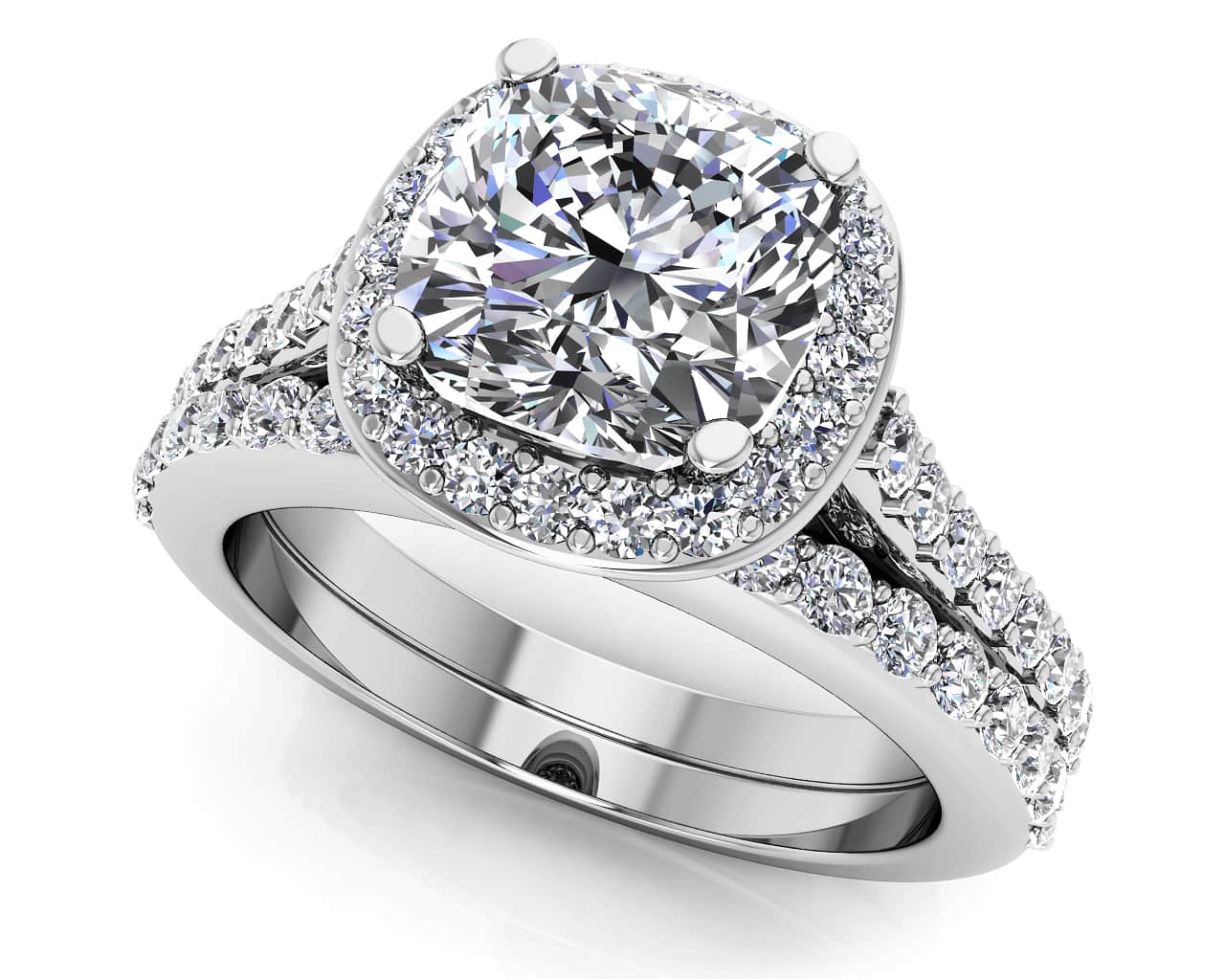 Classic Love Cushion Frame Lab-Grown Diamond Bridal Set with 1.21 ct. (0.50 ct. center diamond)