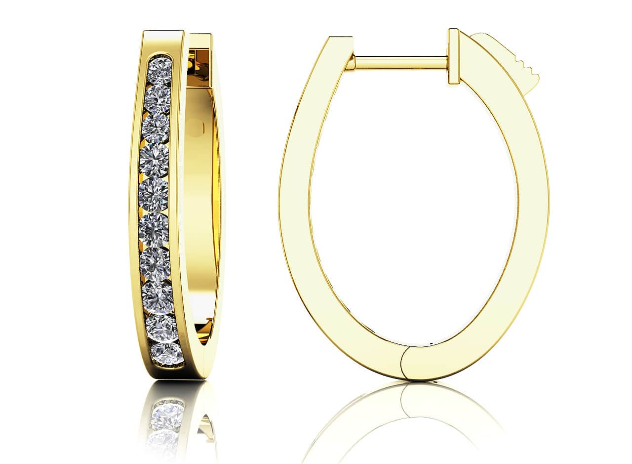 Classic Oval Diamond Hoop Earrings with 0.89 ct.(finished) 2mm, 2.25mm, 2.5mm - Image 2