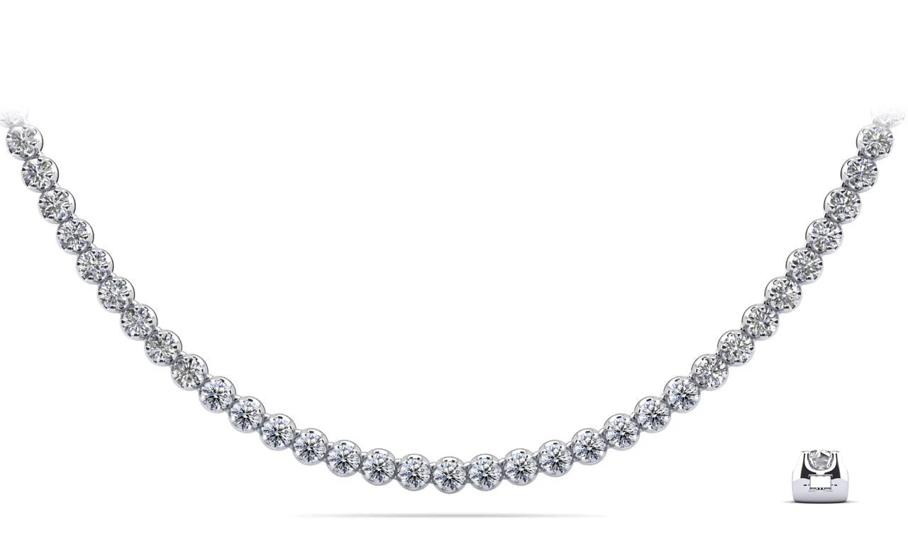Classic Riviera Tennis Diamond Necklace with 5.09 ct.(finished) 2.2mm