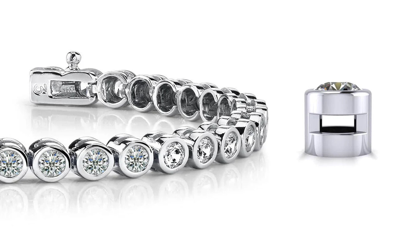 Classic Round Bezel Set Diamond Tennis Bracelet with 8.00 ct.(finished) 4.0mm