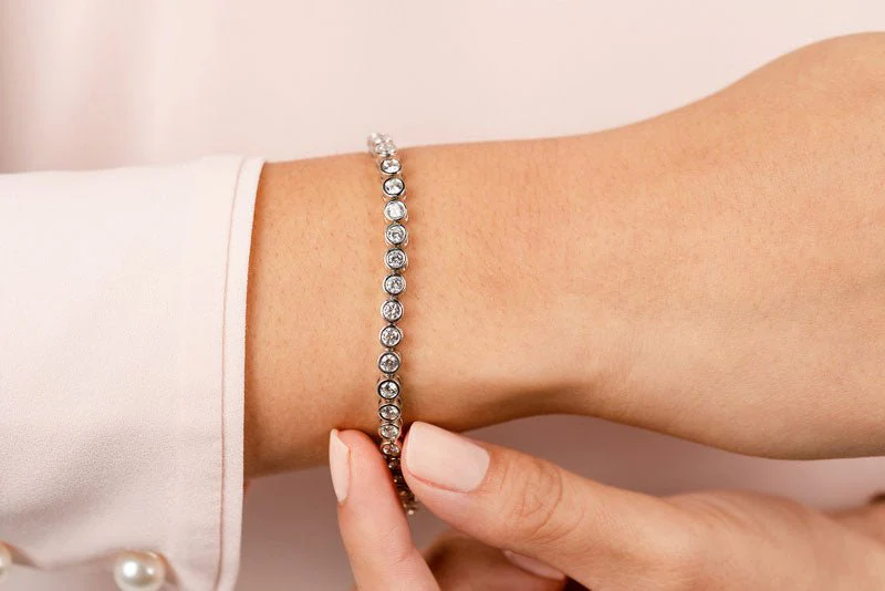 Classic Round Bezel Set Lab-Grown Diamond Tennis Bracelet with 2.08 ct.(finished) 2.25mm - Image 3