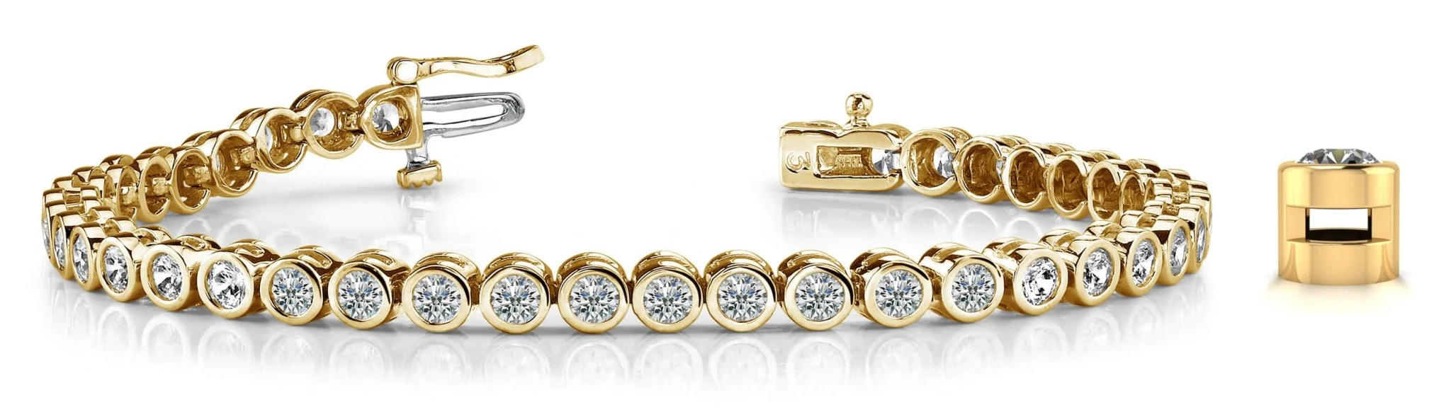 Classic Round Bezel Set Lab-Grown Diamond Tennis Bracelet with 2.63 ct.(finished) 2.5mm - Image 5