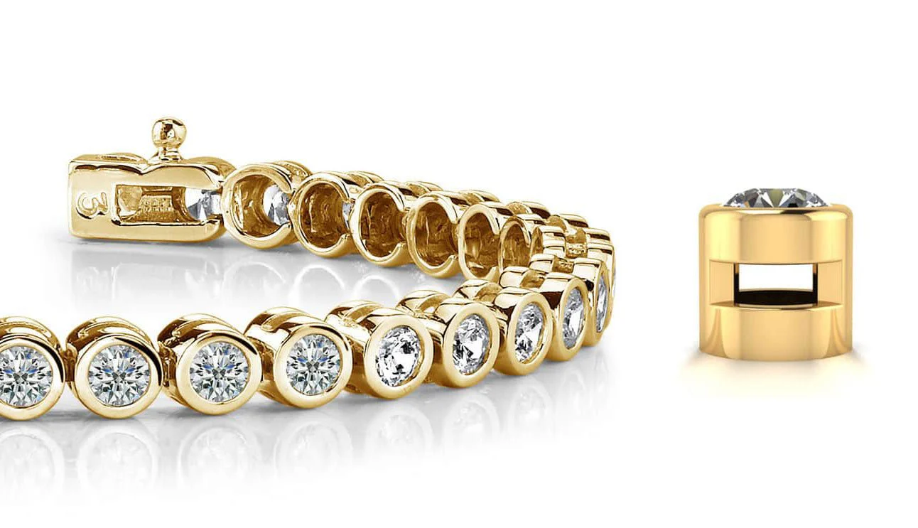 Classic Round Bezel Set Lab-Grown Diamond Tennis Bracelet with 5.25 ct.(finished) 3.5mm - Image 2