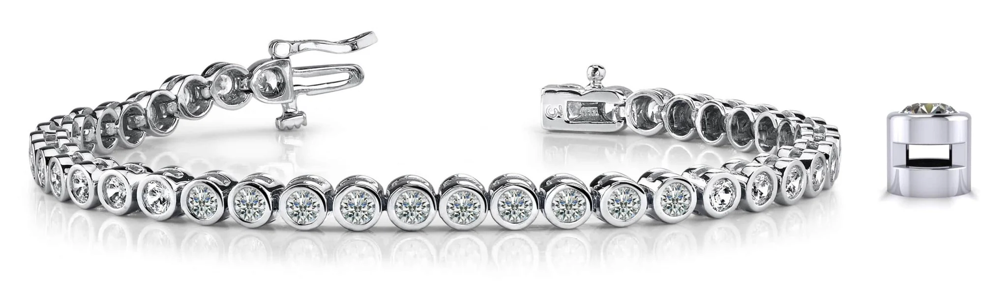 Classic Round Bezel Set Lab-Grown Diamond Tennis Bracelet with 8.00 ct.(finished) 4.0mm - Image 4