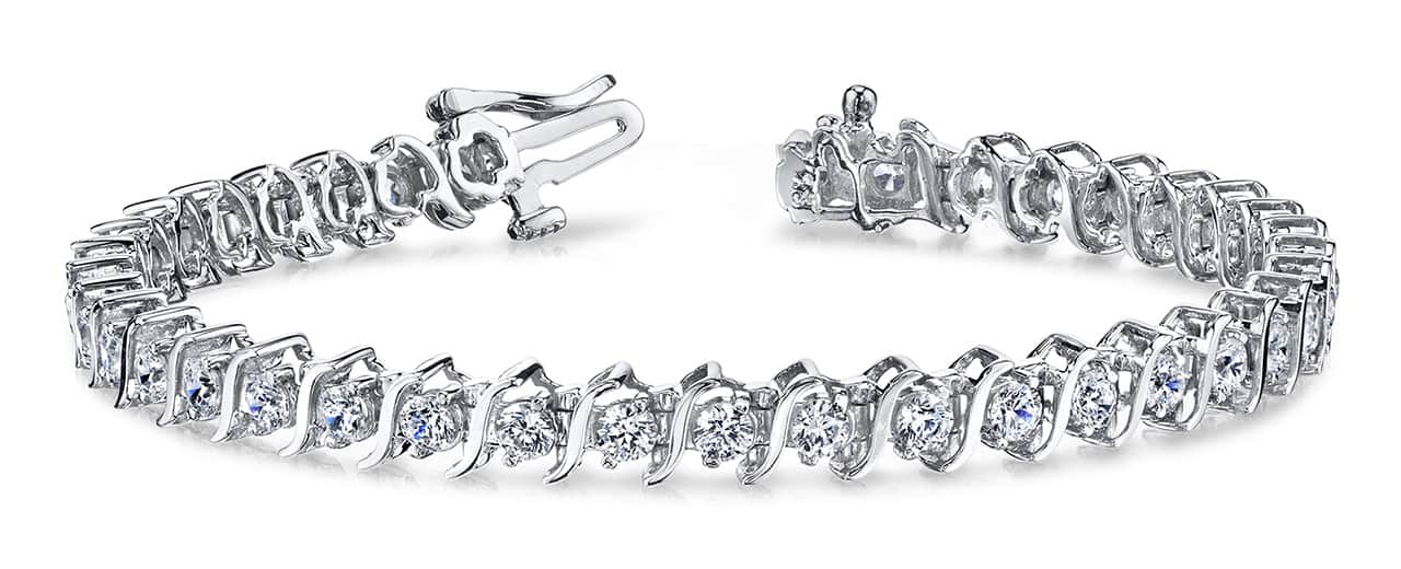 Classic S Shaped Diamond  Tennis Bracelet with 9.90 ct.(finished) 4.5mm - Image 4