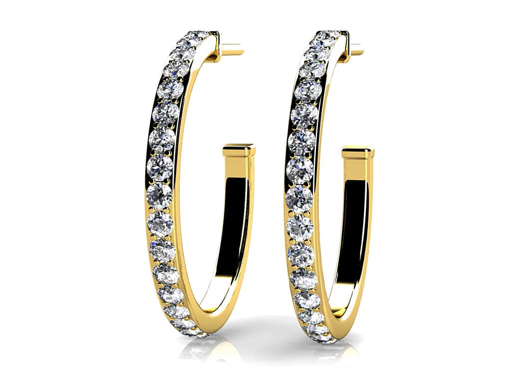 Classic Single Row Diamond Round Diamond Hoop Earrings with 0.65 ct.(finished) 1.4mm - Image 2