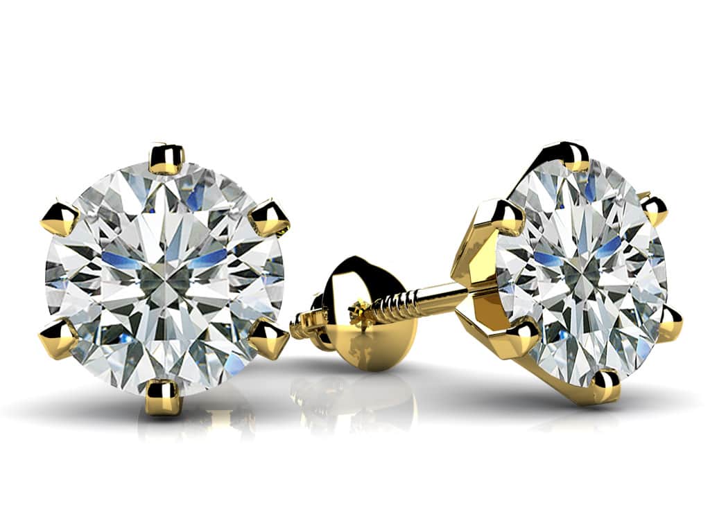 Classic Six Prong Lab-Grown Diamond Stud Earrings with 1.50 ct.(finished) 5.7mm - Image 2