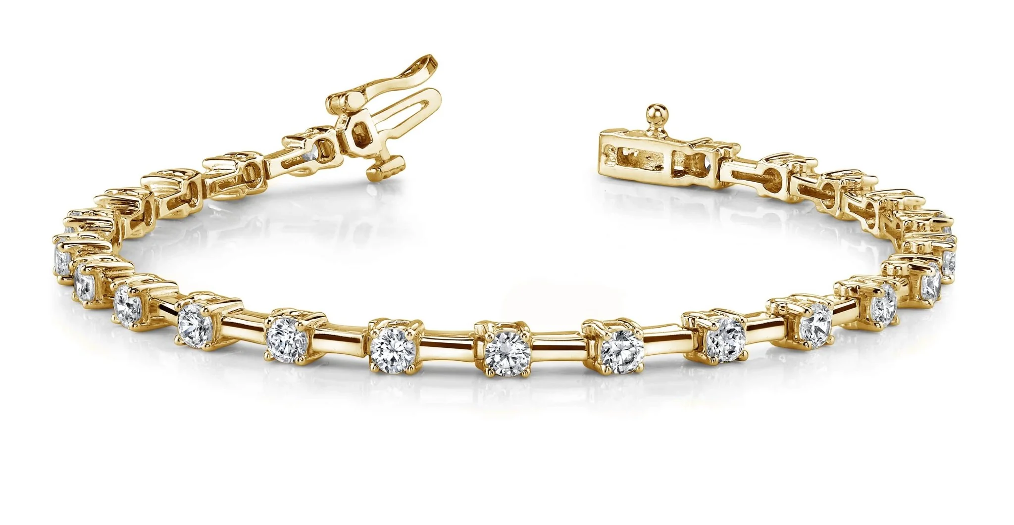 Classic Solid Rectangle Link Diamond Bracelet with 1.96 ct.(finished) 2.7mm - Image 5