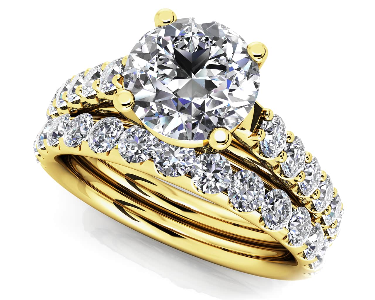 Classic Sparkle Diamond Wedding Set Diamond with 1.71 ct. (0.75 ct. center diamond) - Image 2