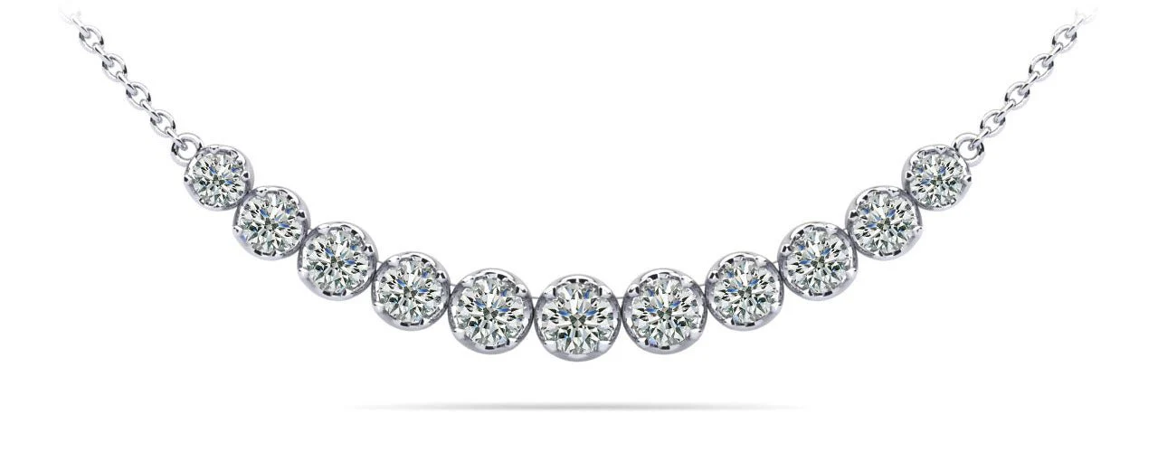 Classic Strand Necklace With Graduated Diamonds And Diamond Chain with 2.07 ct.(finished)