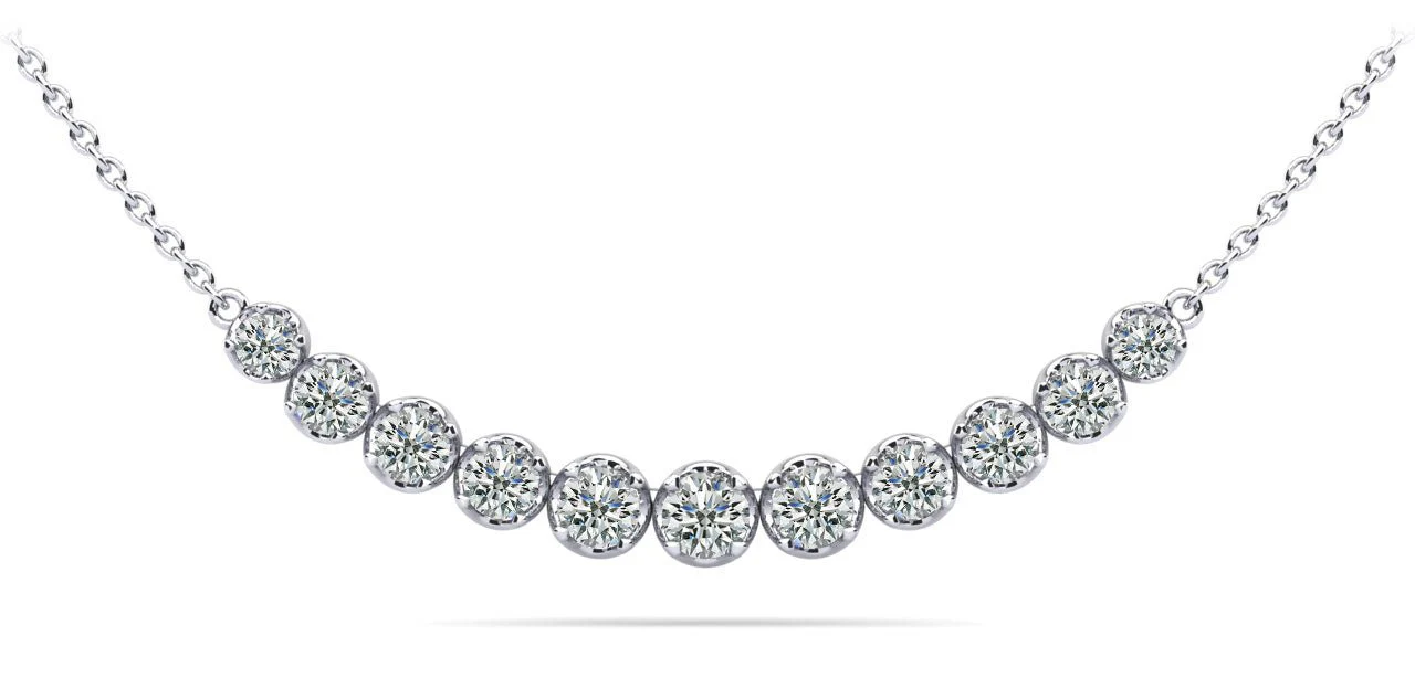 Classic Strand Necklace With Graduated Diamonds And Chain Lab-Grown Diamond  with 2.07 ct.(finished) - Image 3