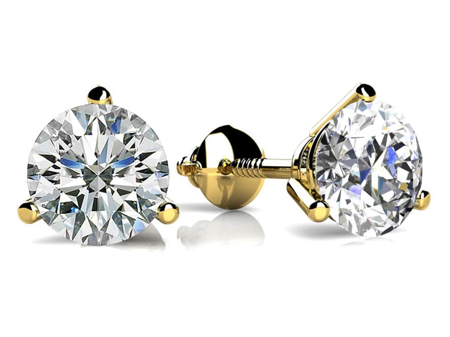 Classic Three Prong Diamond Lab-Grown Diamond Studs  with 1.00 ct.(finished) 5mm - Image 2