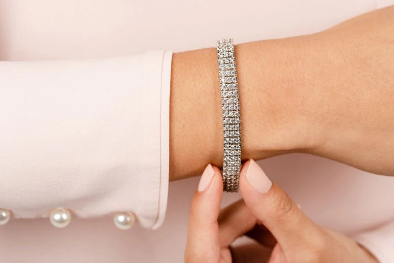 Classic Three Row Diamond Bracelet with 9.72 ct.(finished) 2.5mm - Image 3