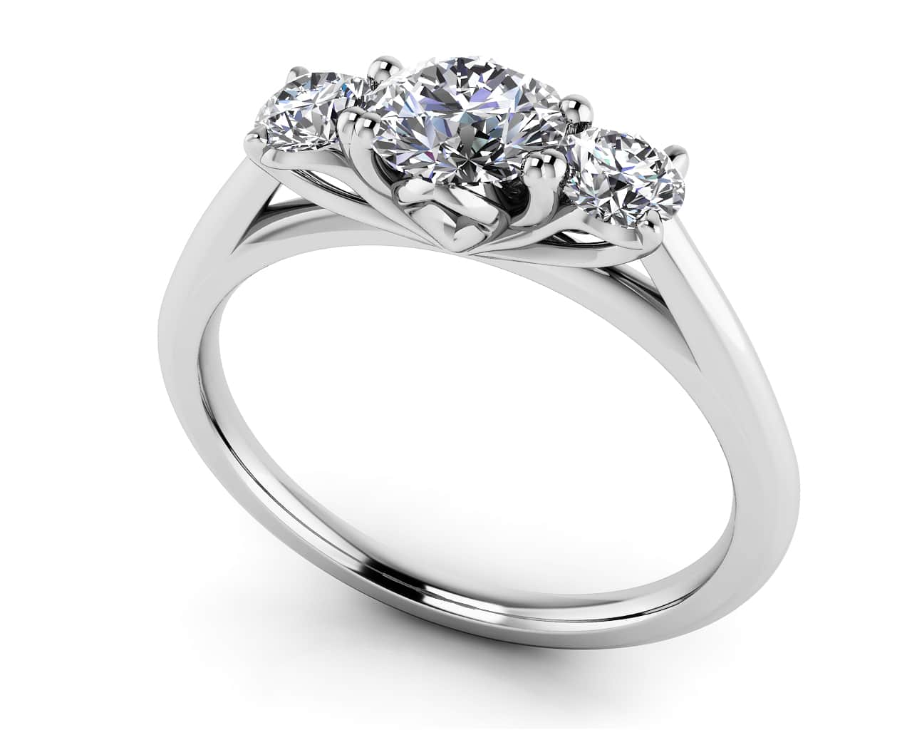 Classic Three Stone Diamond Wedding Diamond Ring with 1.50 ct. (1.00 ct. center diamond)