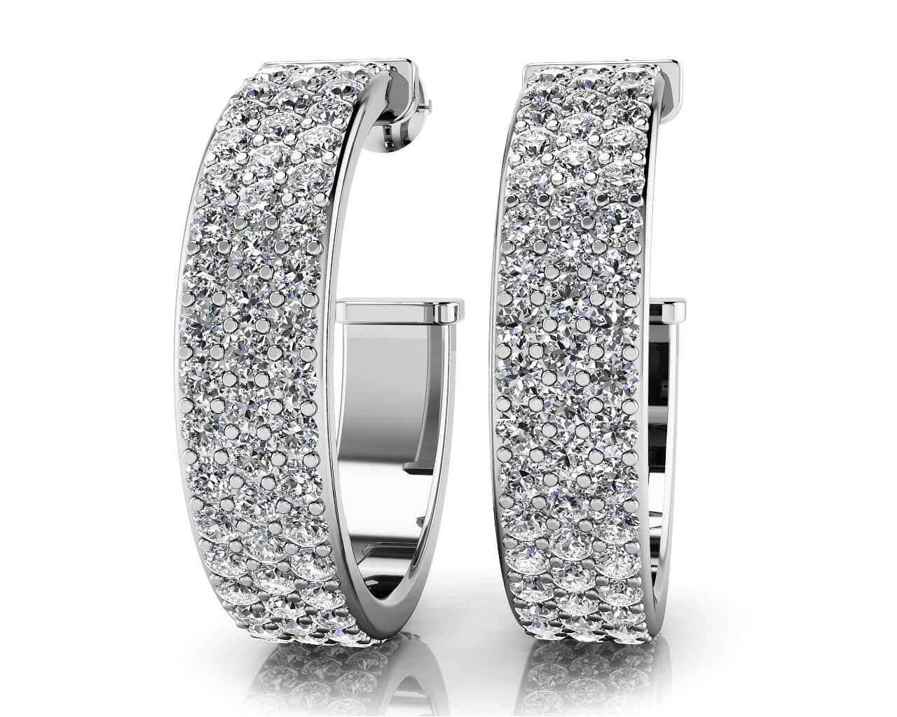 Classic Triple Row Lab-Grown Diamond Round Hoop Earrings with 3.00 ct.(finished) 1.8mm