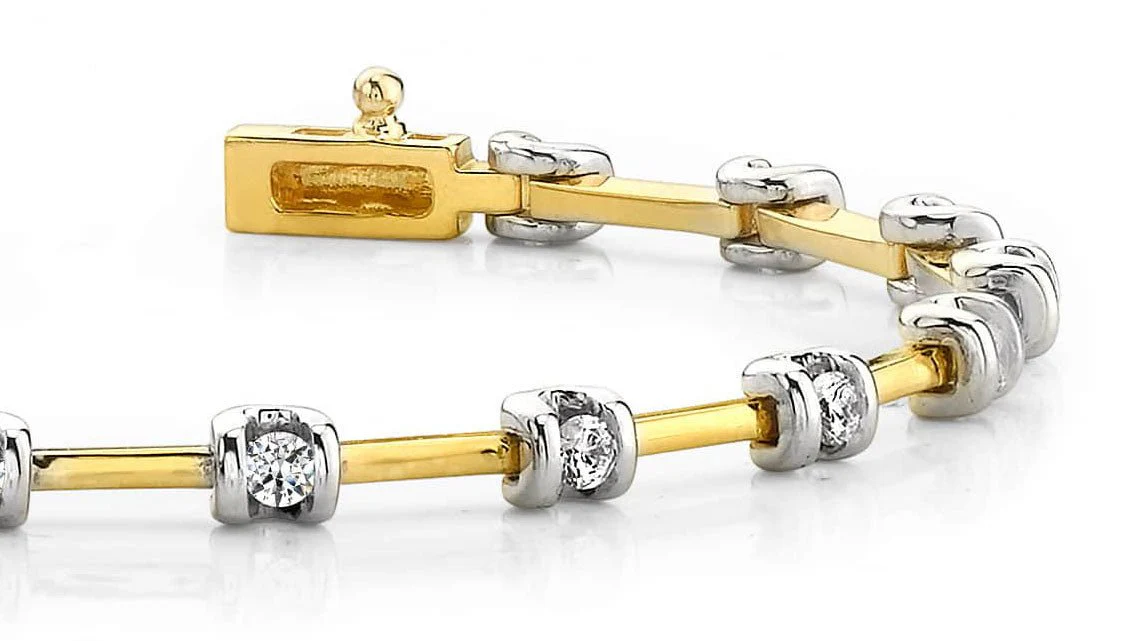 Classic Two Tone Channel Set Diamond Bracelet with 1.02 ct.(finished) 2.6mm - Image 2