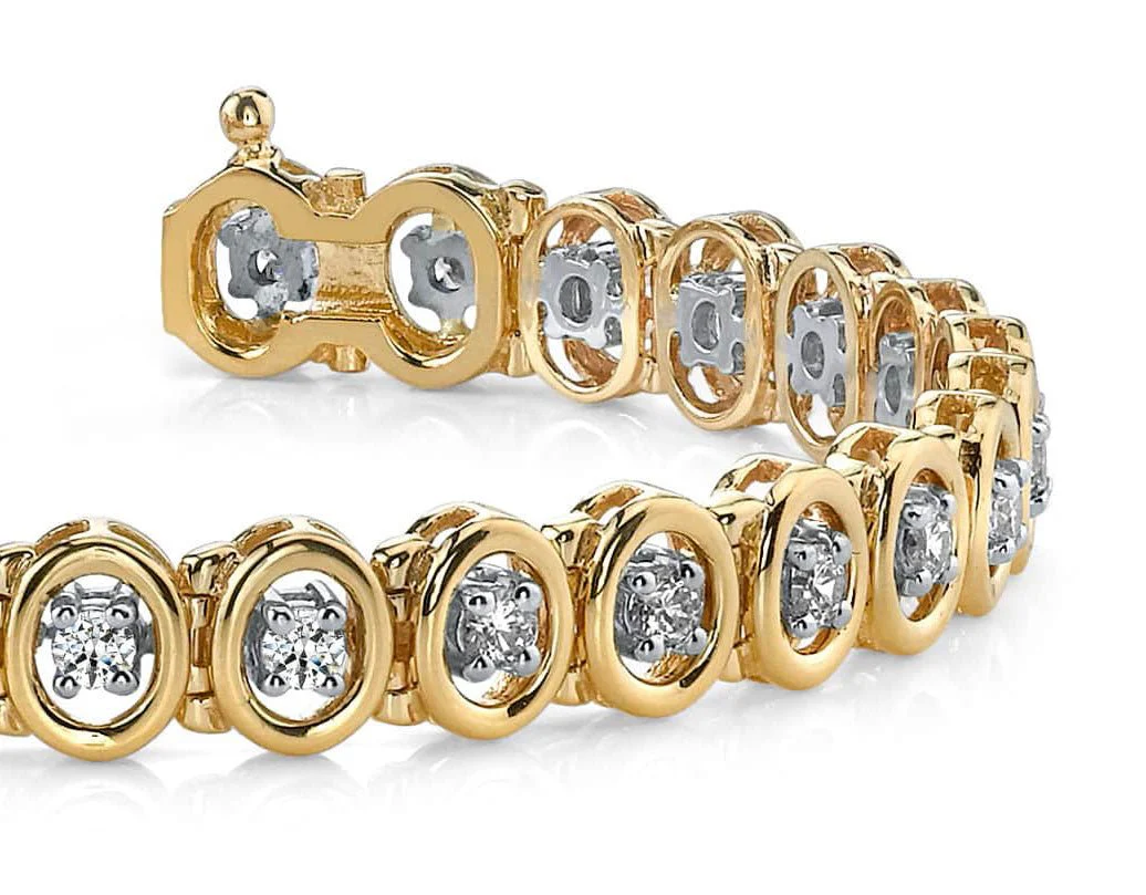 Classic Two Tone Oval Link Diamond Bracelet with 2.24 ct.(finished) 2.75mm - Image 2