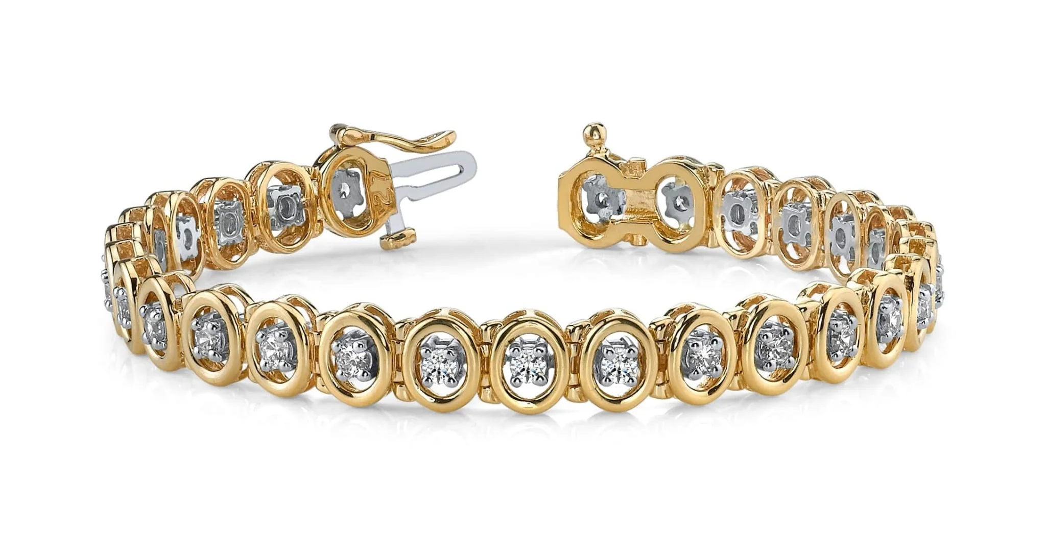 Classic Two Tone Oval Link Diamond Bracelet with 2.24 ct.(finished) 2.75mm - Image 3