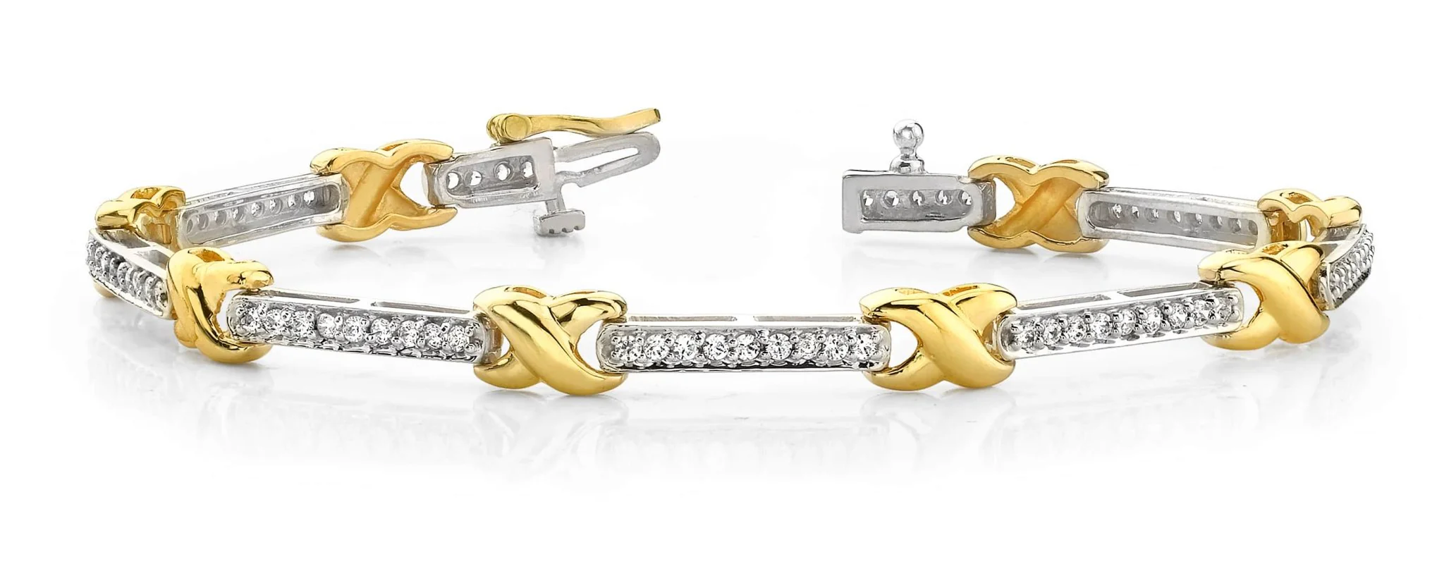 Classic Wavy X And Diamond Bracelet with 1.44 ct.(finished) 1.5mm - Image 3