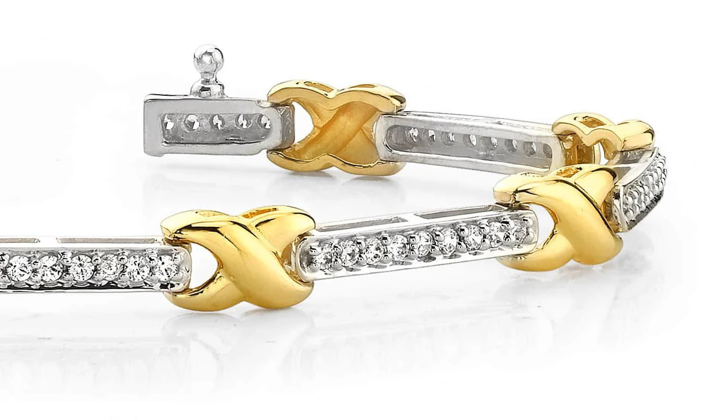 Classic Wavy X And Diamond Bracelet with 1.85 ct.(finished) 2.0mm - Image 2
