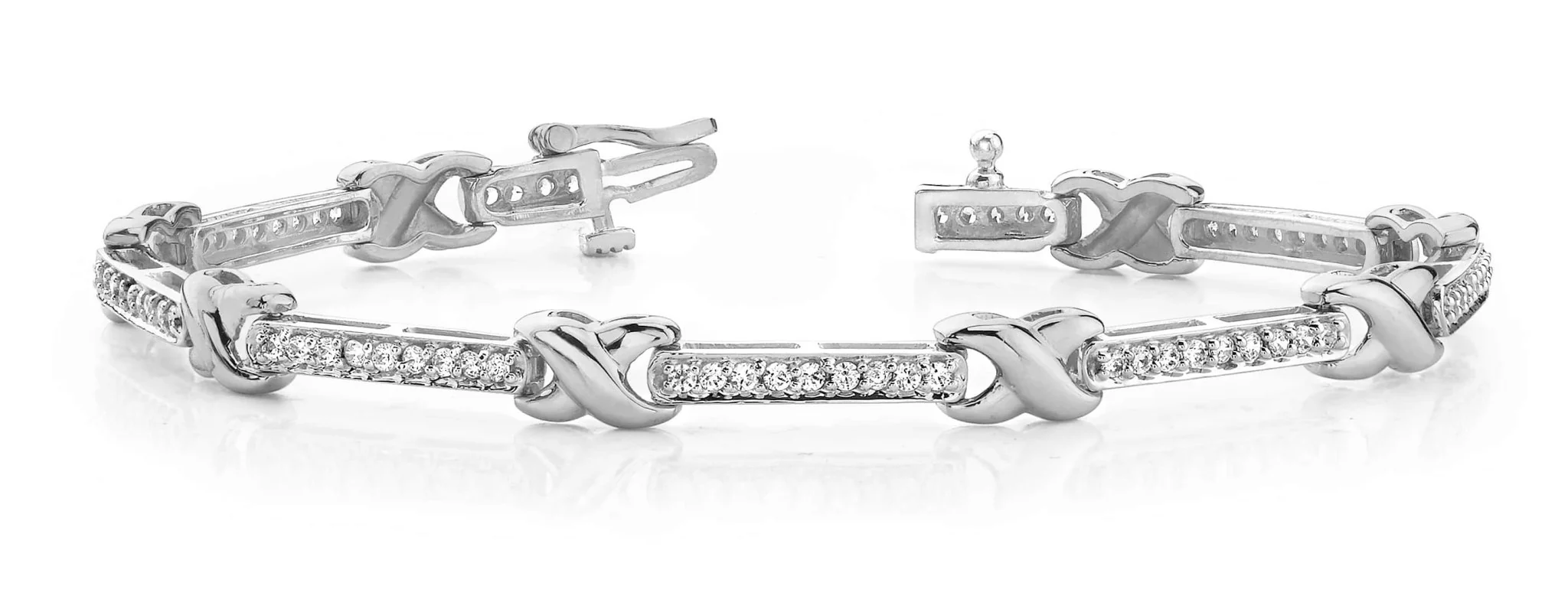 Classic Wavy X And Lab-Grown Diamond Bracelet with 1.44 ct.(finished) 1.5mm - Image 4