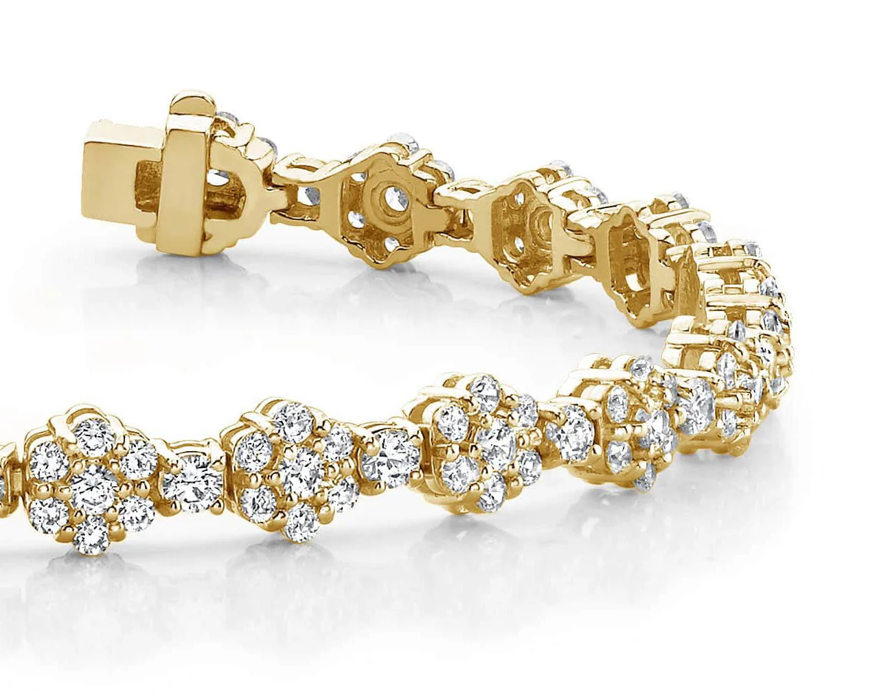 Cluster Flower Link Diamond Bracelet with 4.64 ct.(finished) 1.7mm, 2.2mm, 2.5mm - Image 2