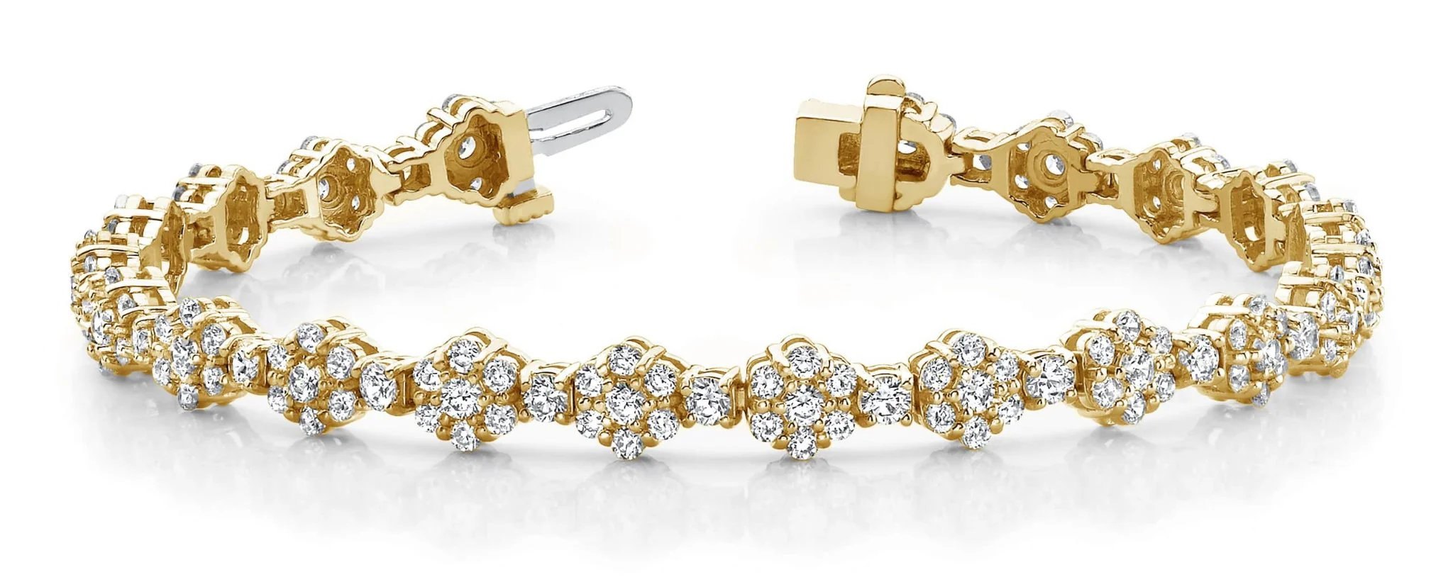 Cluster Flower Link Diamond Bracelet with 4.64 ct.(finished) 1.7mm, 2.2mm, 2.5mm - Image 5