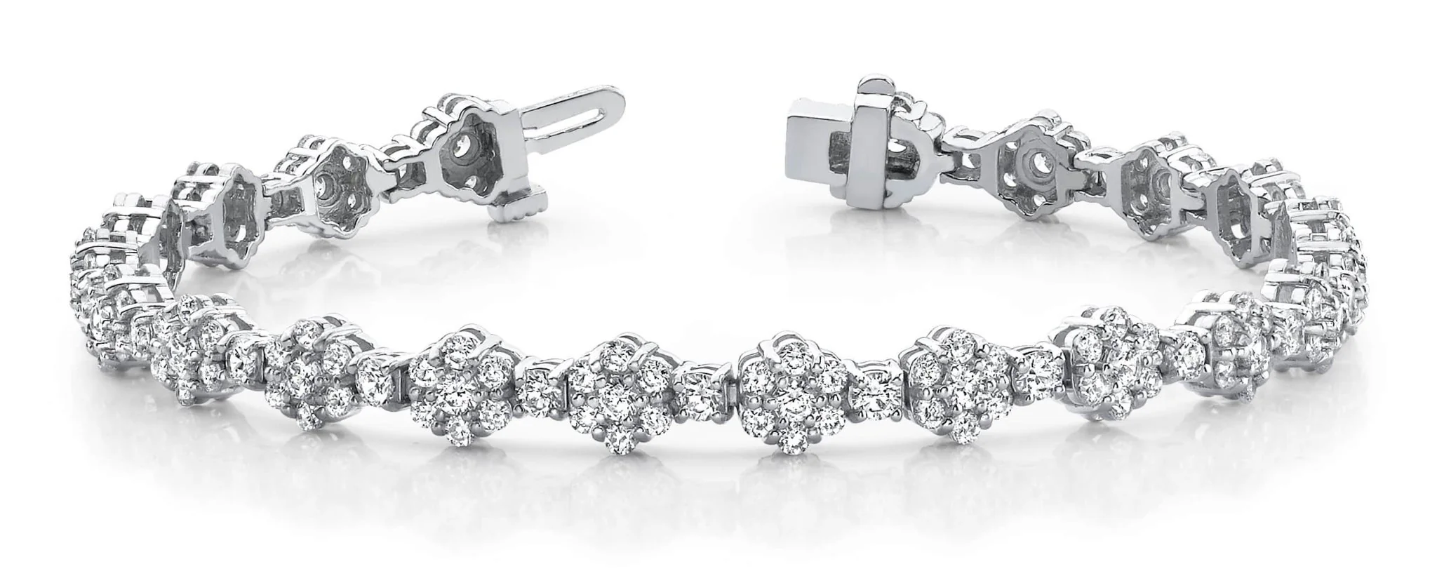 Cluster Flower Link Lab-Grown Diamond Bracelet with 4.21 ct.(finished) 1.5mm, 2mm, 2.5mm - Image 4