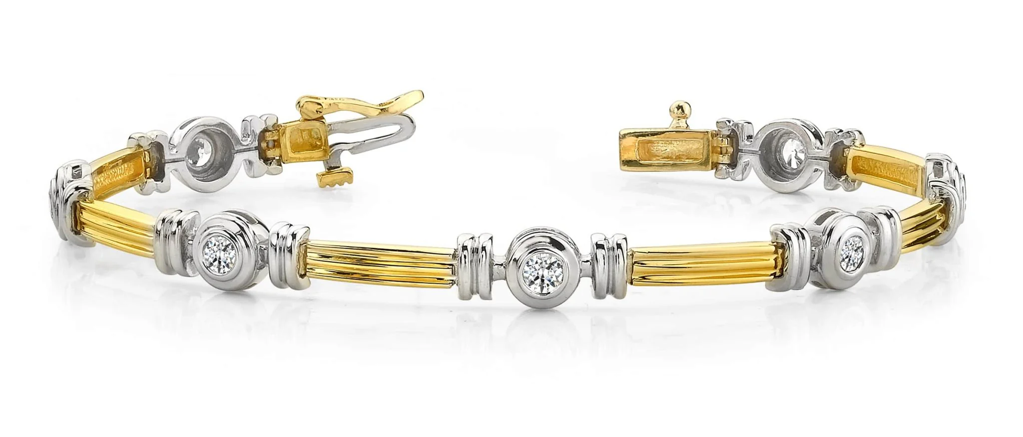 Column Link Bezel Set Diamond Bracelet with 0.70 ct.(finished) 3.0mm - Image 3