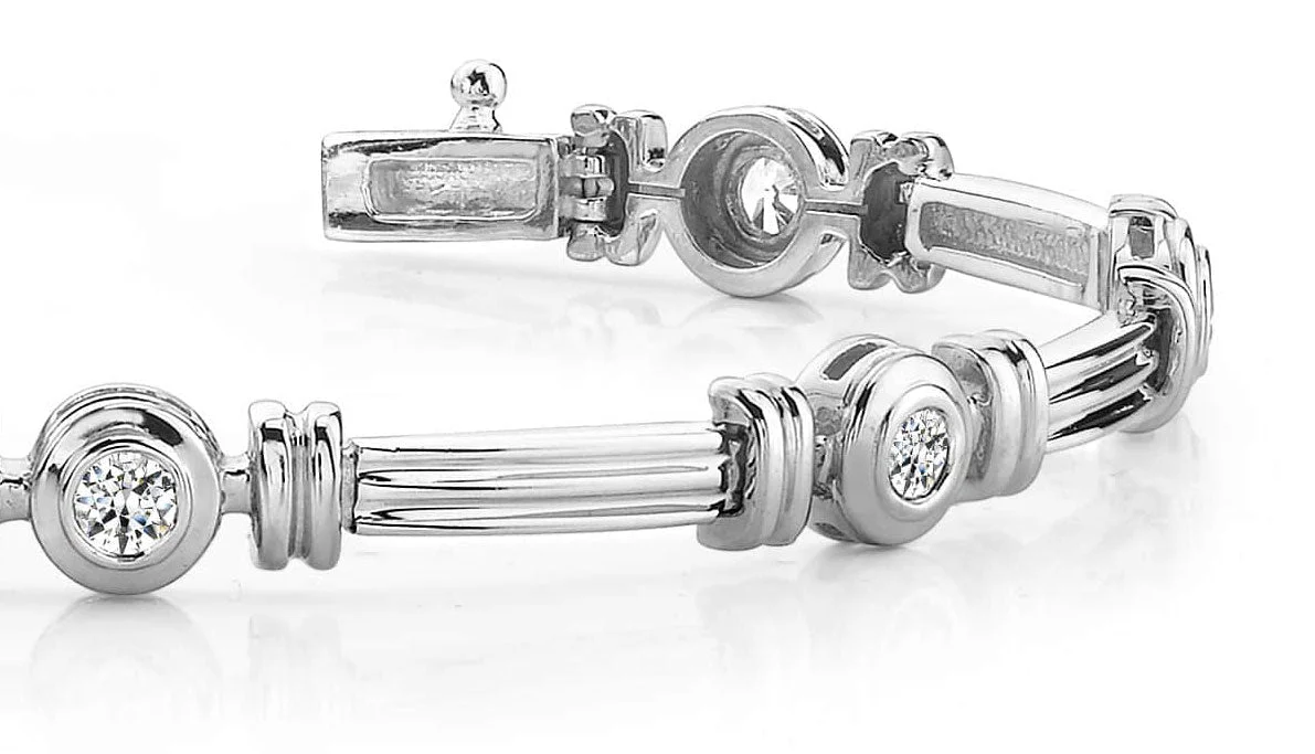 Column Link Bezel Set Diamond Bracelet with 0.98 ct.(finished) 3.4mm