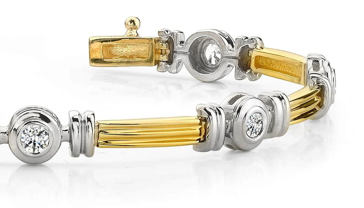 Column Link Bezel Set Diamond Bracelet with 0.98 ct.(finished) 3.4mm - Image 2