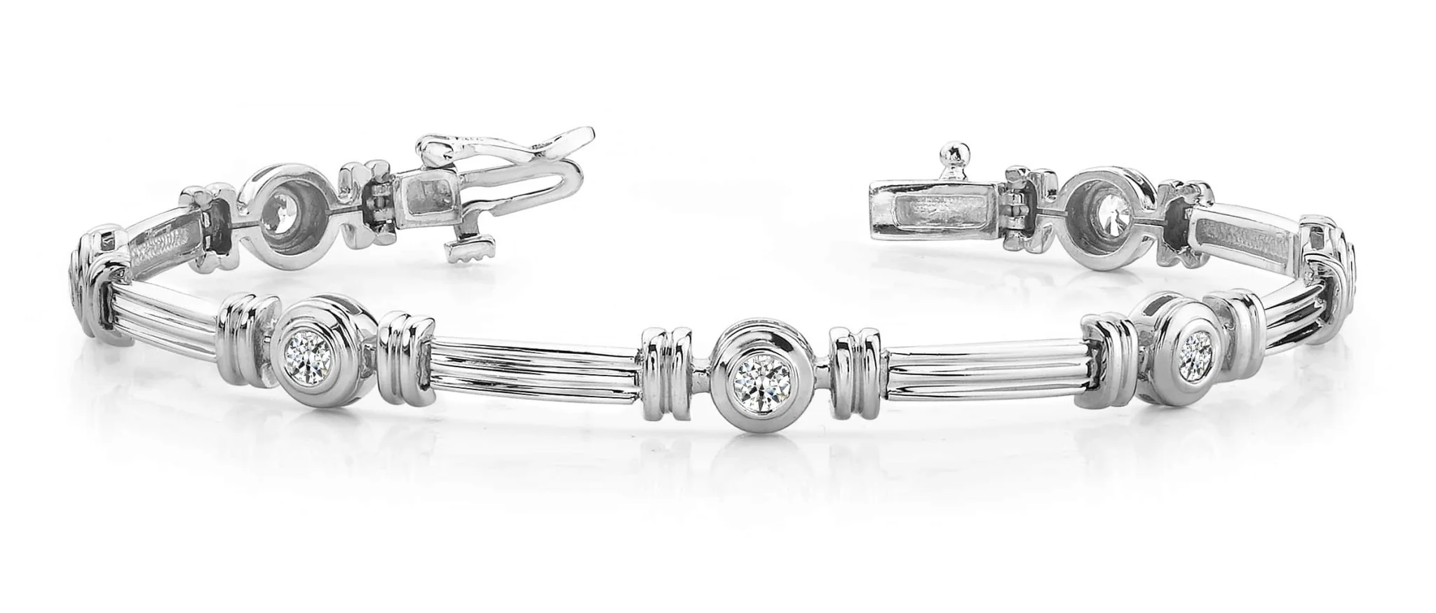 Column Link Bezel Set Diamond Bracelet with 0.98 ct.(finished) 3.4mm - Image 4