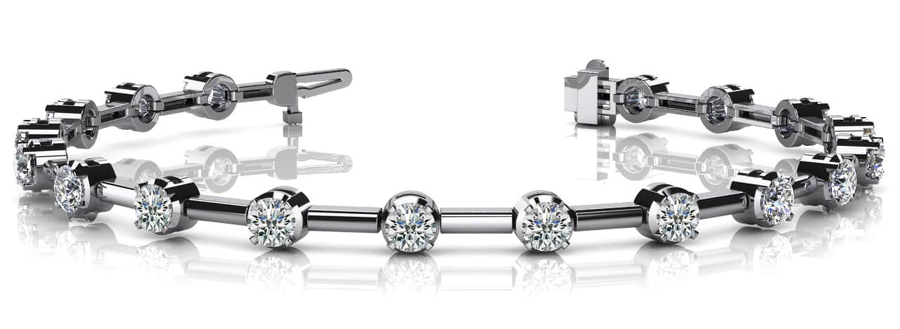 Column Link Round Lab-Grown Diamond Bracelet with 2.88 ct.(finished) 3.5mm - Image 4