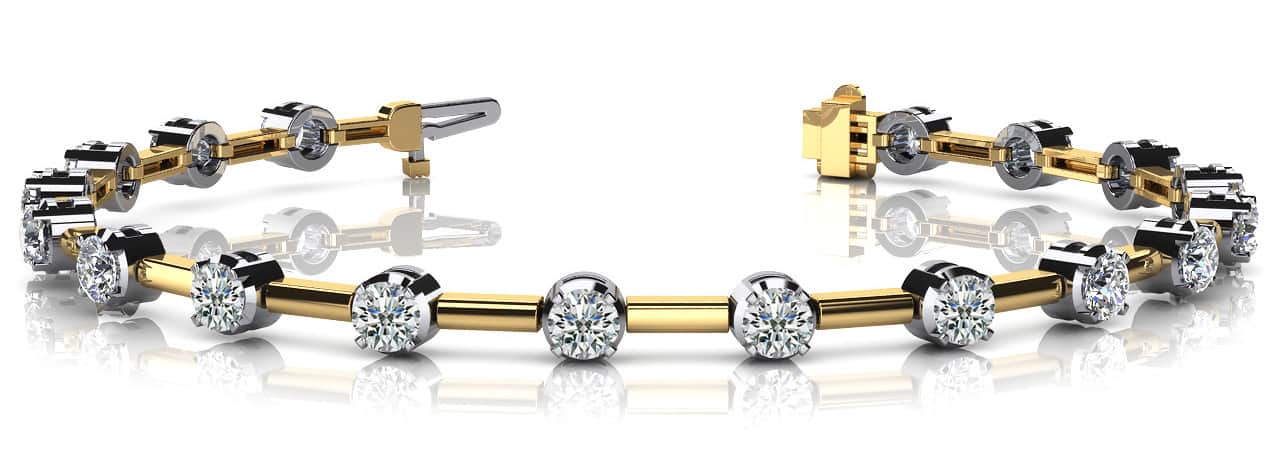 Column Link Round Lab-Grown Diamond Bracelet with 4.25 ct.(finished) 4.0mm - Image 3