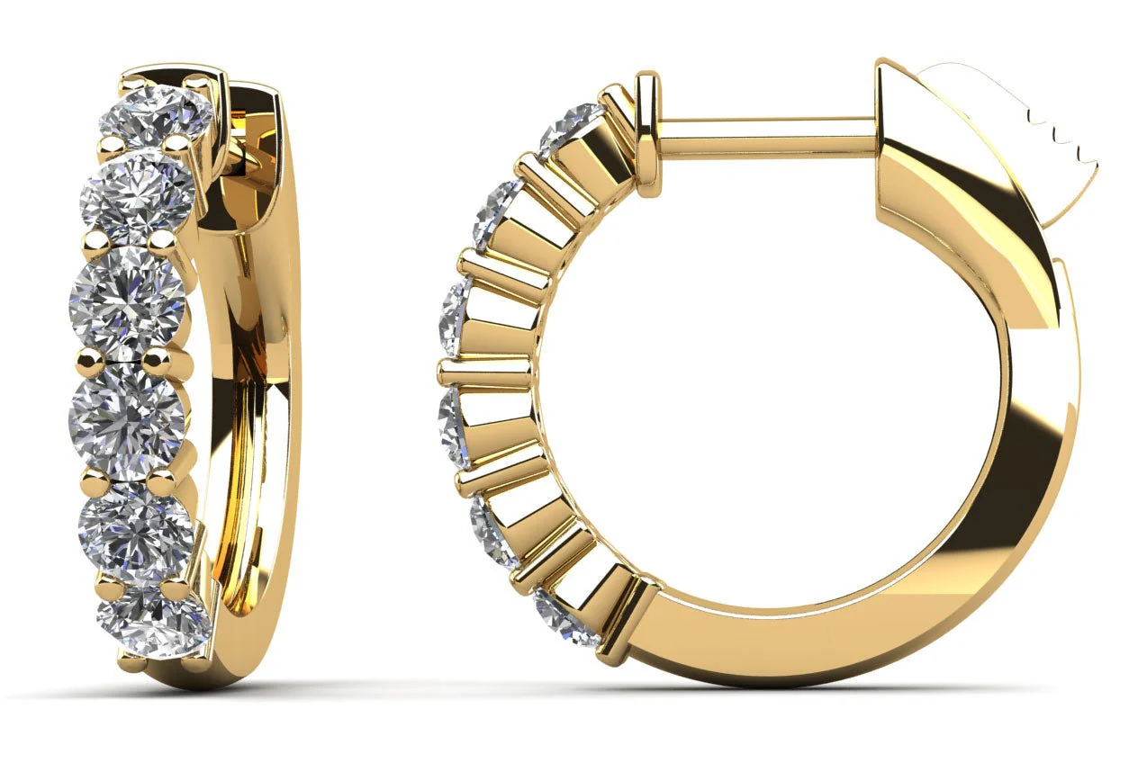 Common Prong Huggie Diamond Hoop Earrings with 0.84 ct.(finished) 2.6mm - Image 2