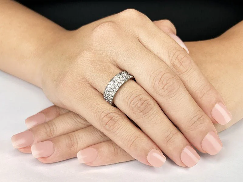 Concave 3 Row Diamond Eternity Ring  with 2.87 ct.(finished) 2mm - Image 3